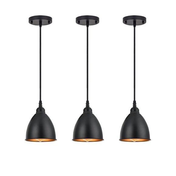 Terleenart 3 Pack Adjustable Height Black Ceiling Hanging Pendant Light Fixtures - Picture 1 of 16